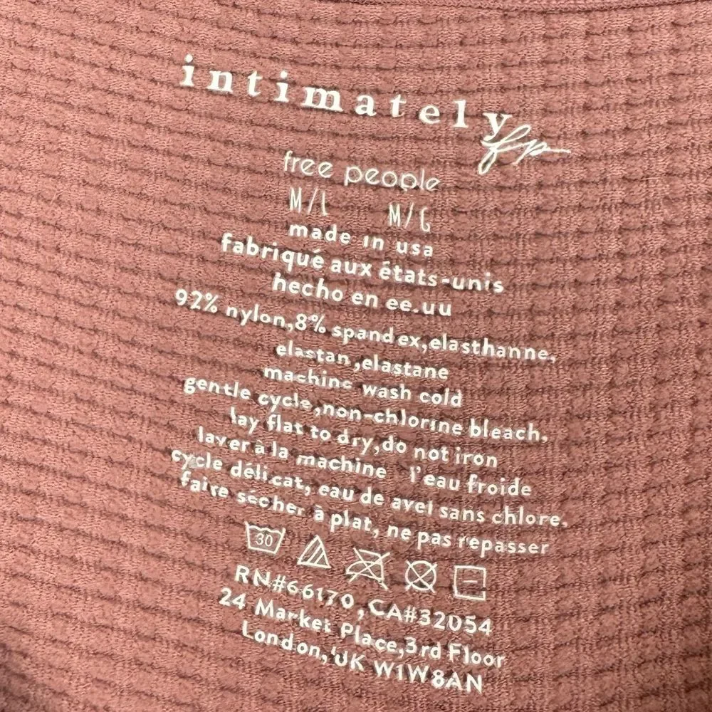 Intimately Free People Seamless Waffle Knit Off Shoulder Snap Button Top M/L